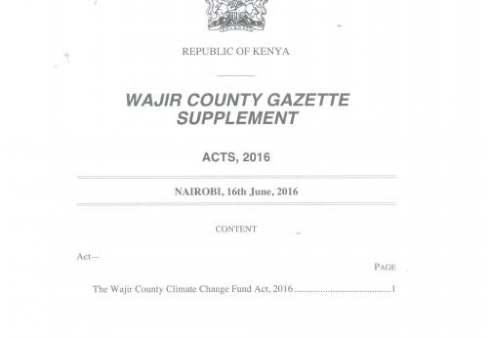 The Wajir County Climate Change Fund Act, 2016