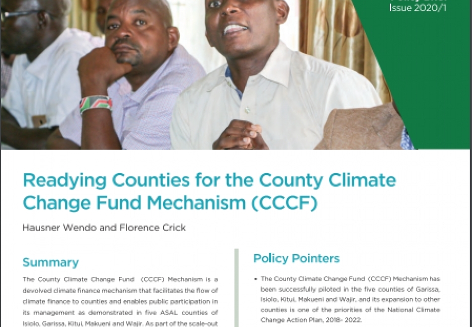 Readying Counties for the County Climate Change Fund Mechanism (CCCF)