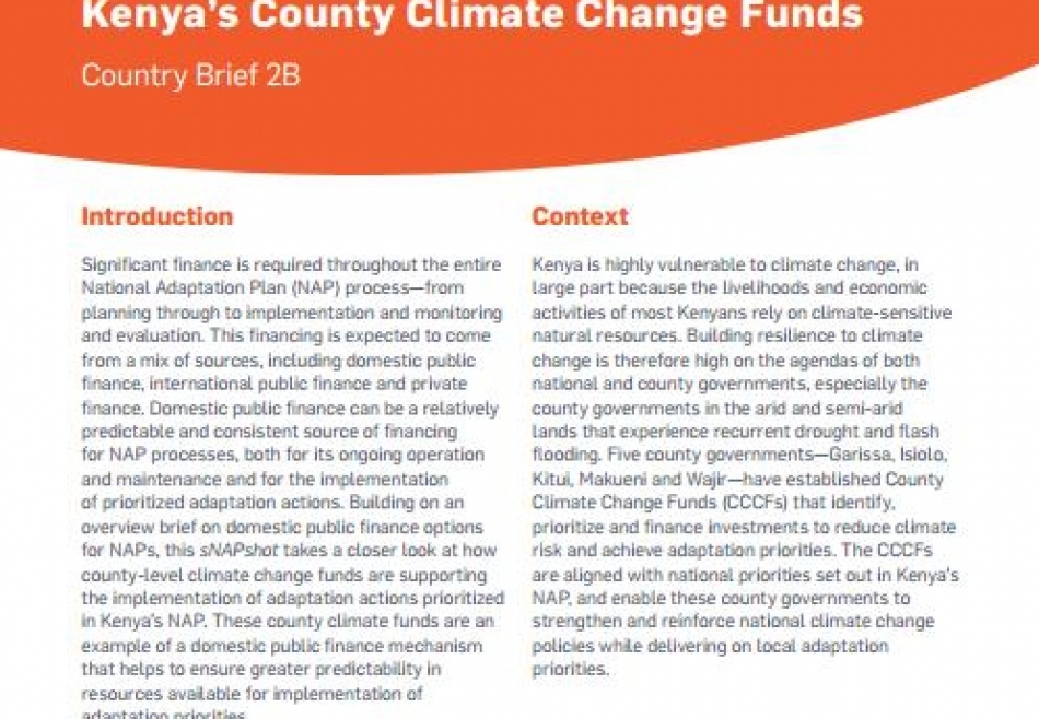 sNAPshot – Kenya’s County Climate Change Funds
